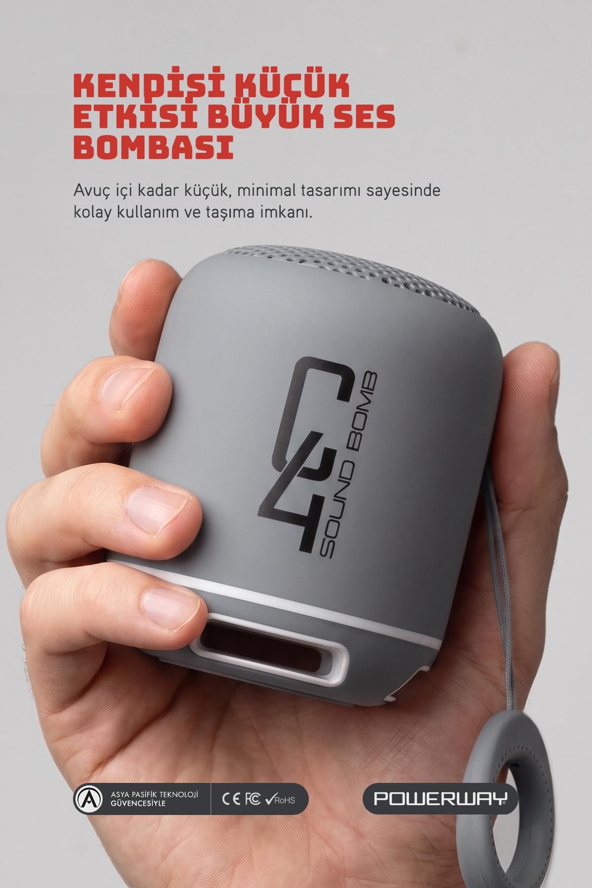 Powerway C4 Gümüş Bluetooth Hoparlör Sese Duyarlı Led Işık