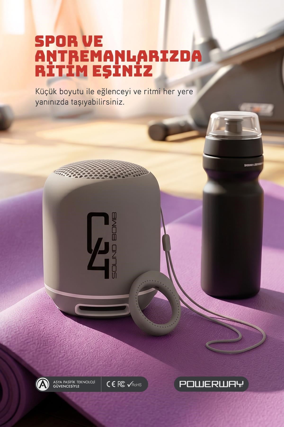 Powerway C4 Gümüş Bluetooth Hoparlör Sese Duyarlı Led Işık