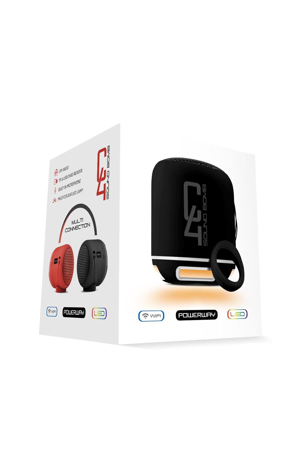 Powerway C4 Siyah Bluetooth Hoparlör Sese Duyarlı Led Işık