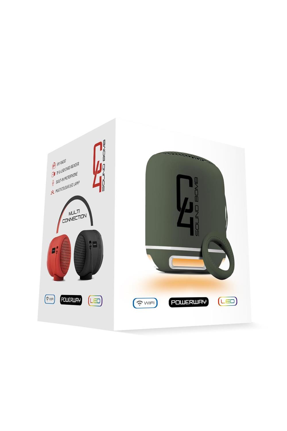 Powerway C4 Yeşil Bluetooth Hoparlör Sese Duyarlı Led Işık