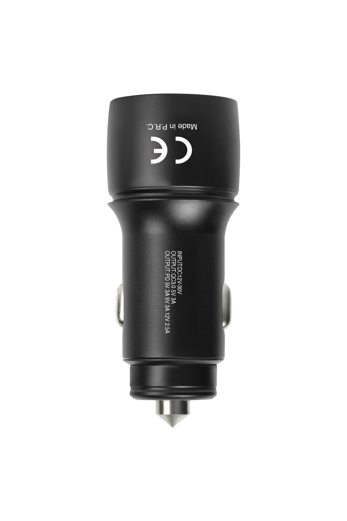 Powerway CC36 Araç İçi Hızlı Şarj Cihazı | 30W PD QC 3.0 Type-C USB Çıkışlı + Type-C Şarj Kablosu