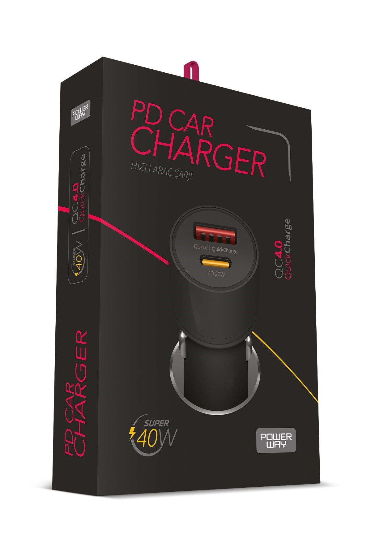 Powerway CC40 PD40W Hızlı Şarj Usb-A ve Type-C Girişli Araç Içi Çakmaklık Şarj Adaptörü