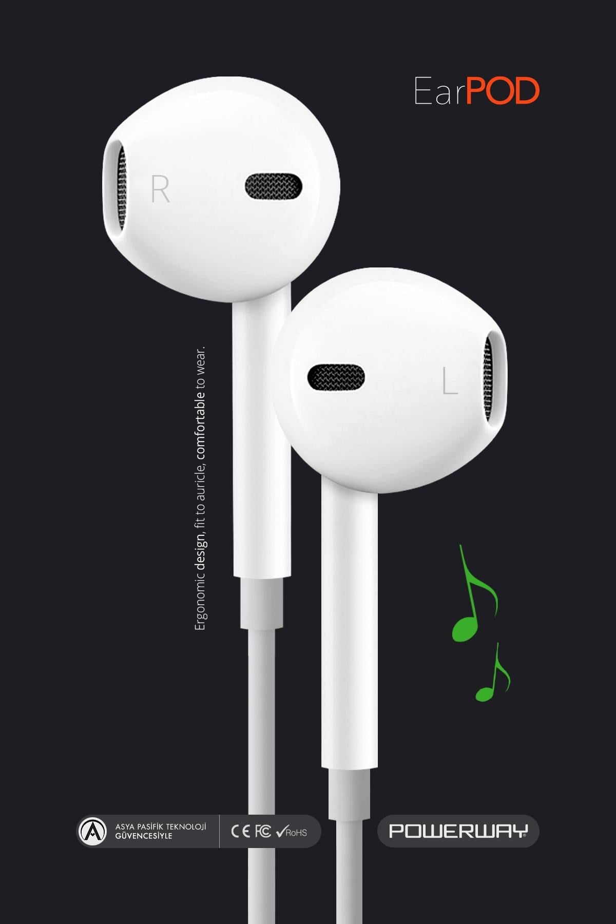 Powerway EardPod iPhone 15 Type-C Kulaklık Usb-C Tüm Cihazlar İle Uyumlu