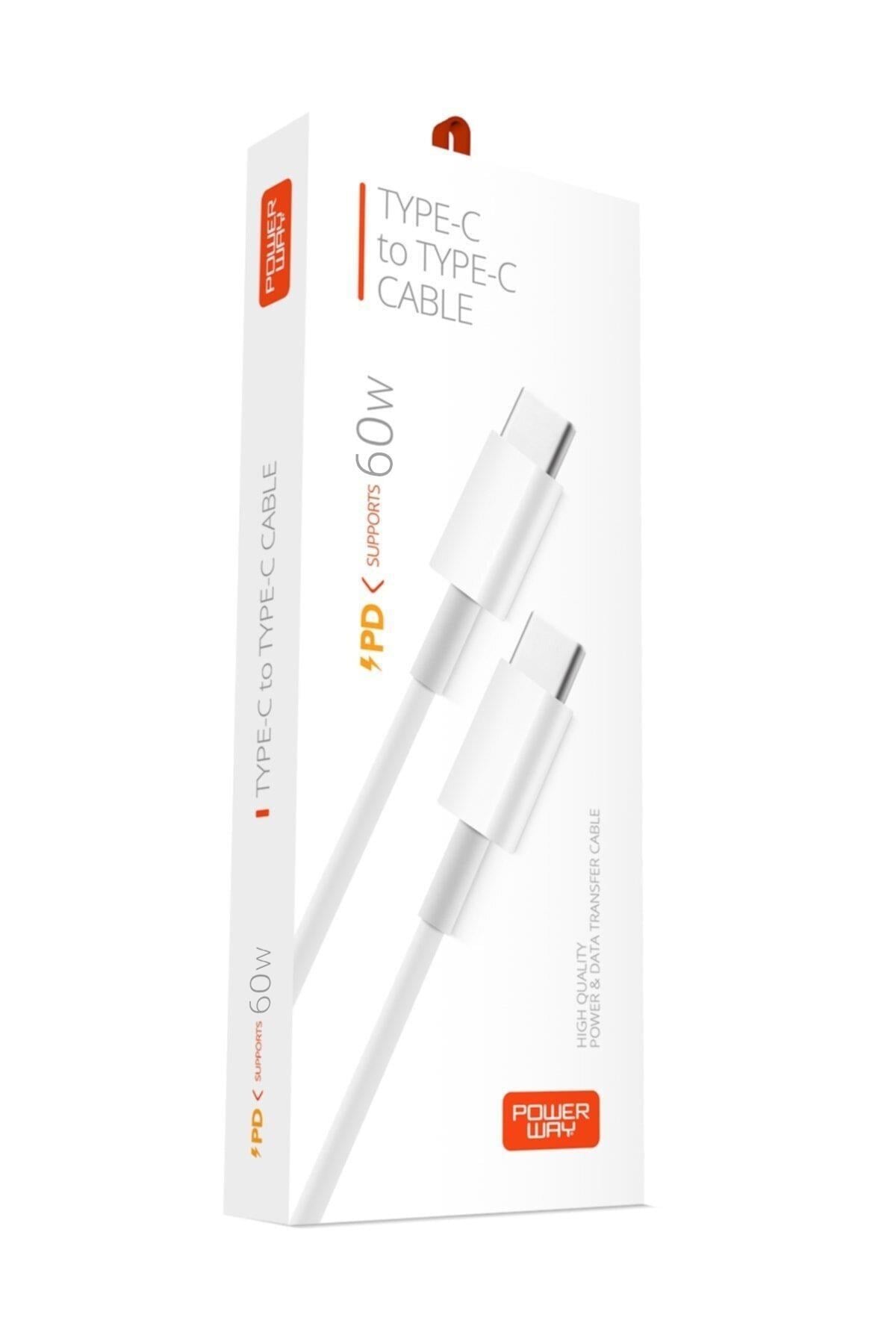 Powerway PD60 Type-C PD 60W Süper Hızlı Şarj Ve Veri Aktarım Kablosu