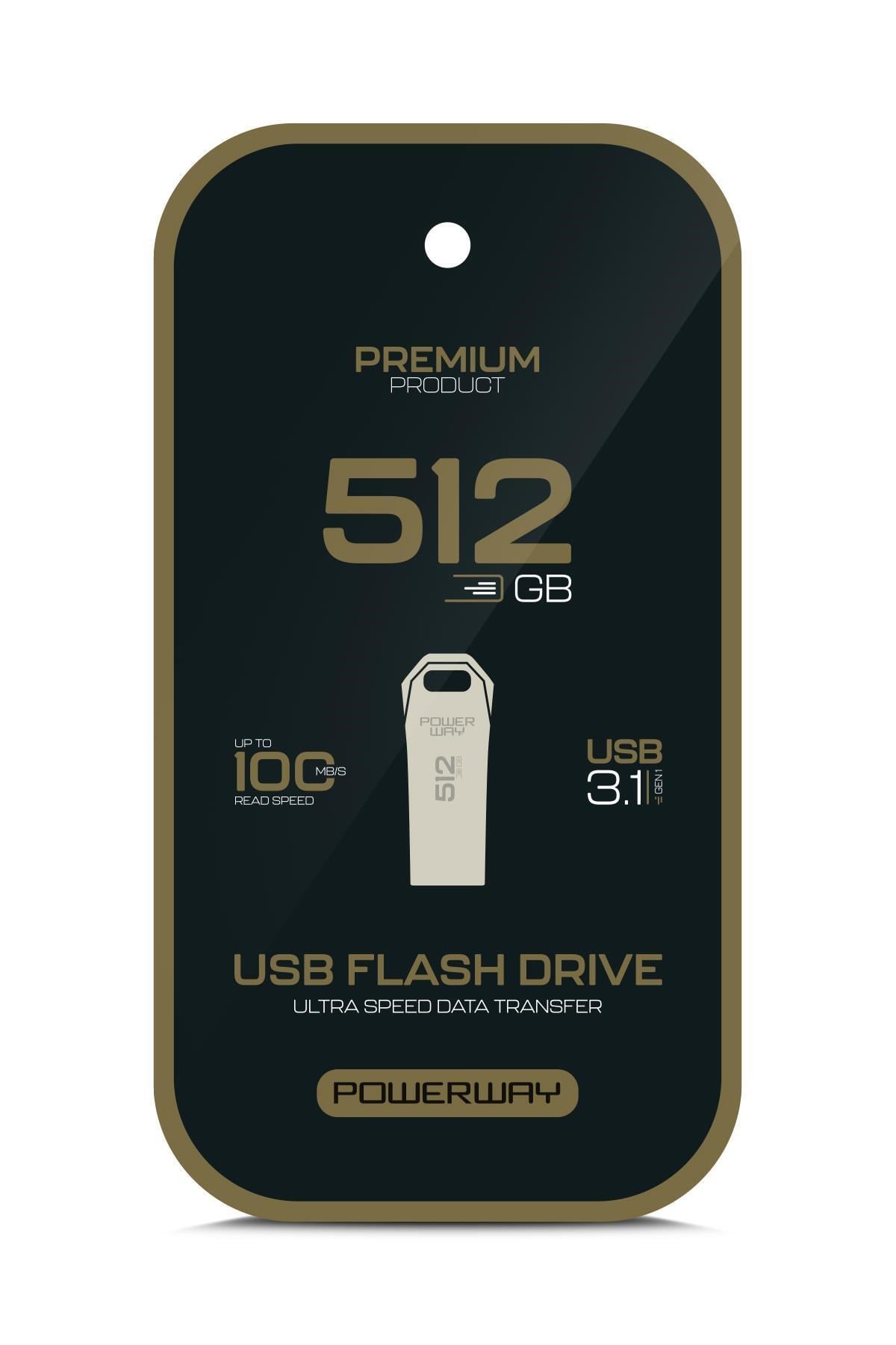 Powerway Premium 512 GB USB 3.1 Metal Gövde Ultra Hızlı Flash Bellek Data Traveler