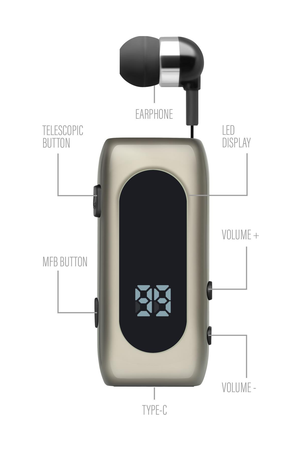 Powerway ProSet Mikrofonlu Yaka Askılı Şarj Göstergeli Makaralı Bluetooth Kulaklık