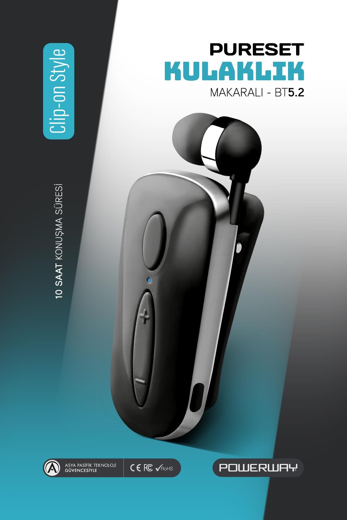 Powerway Pureset 10 Saat Konuşma Süresi Makaralı Bluetooth Kulaklık