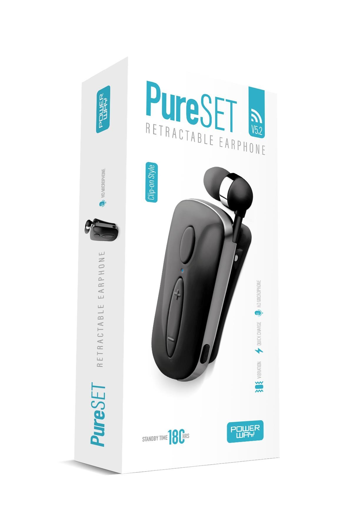 Powerway Pureset 10 Saat Konuşma Süresi Makaralı Bluetooth Kulaklık