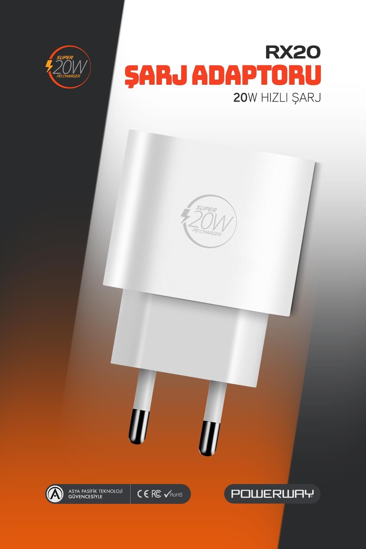 Powerway RX20 PD 20W Type-C Girişli Hızlı Şarj Başlığı