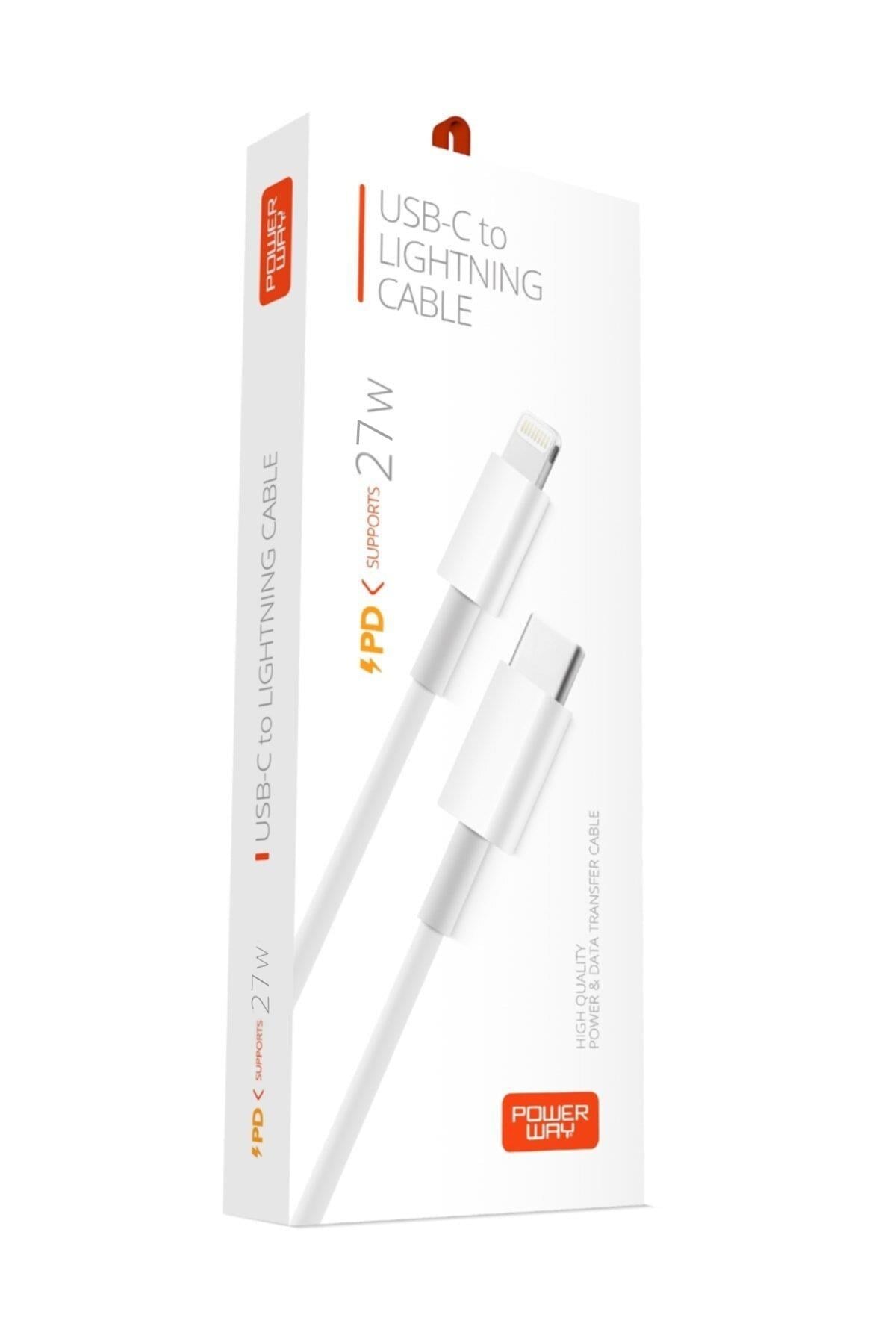 Powerway Type-C to Lightning 1 Metre Hızlı Şarj ve Data Kablosu iPhone iPad Uyumlu Dayanıklı