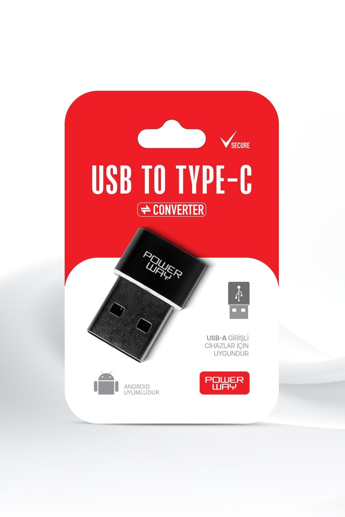 Powerway USB to Type-C 3.1 (YÜKSEK HIZLI) Veri Aktarımı Otg Çevirici Dönüştürücü Adaptör