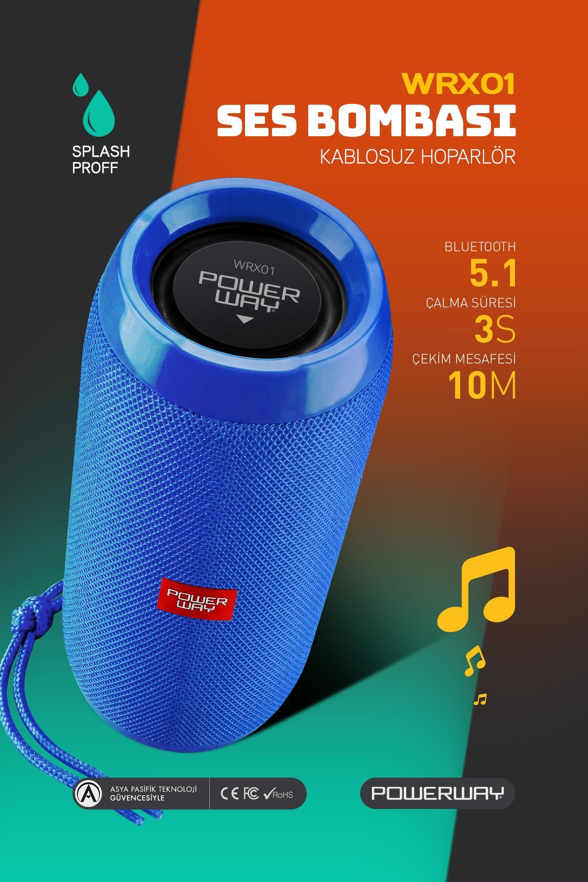 Powerway WRX01 Mavi SD Kart Aux Usb Girişli Kablosuz FM Radyo Bluetooh Hoparlör