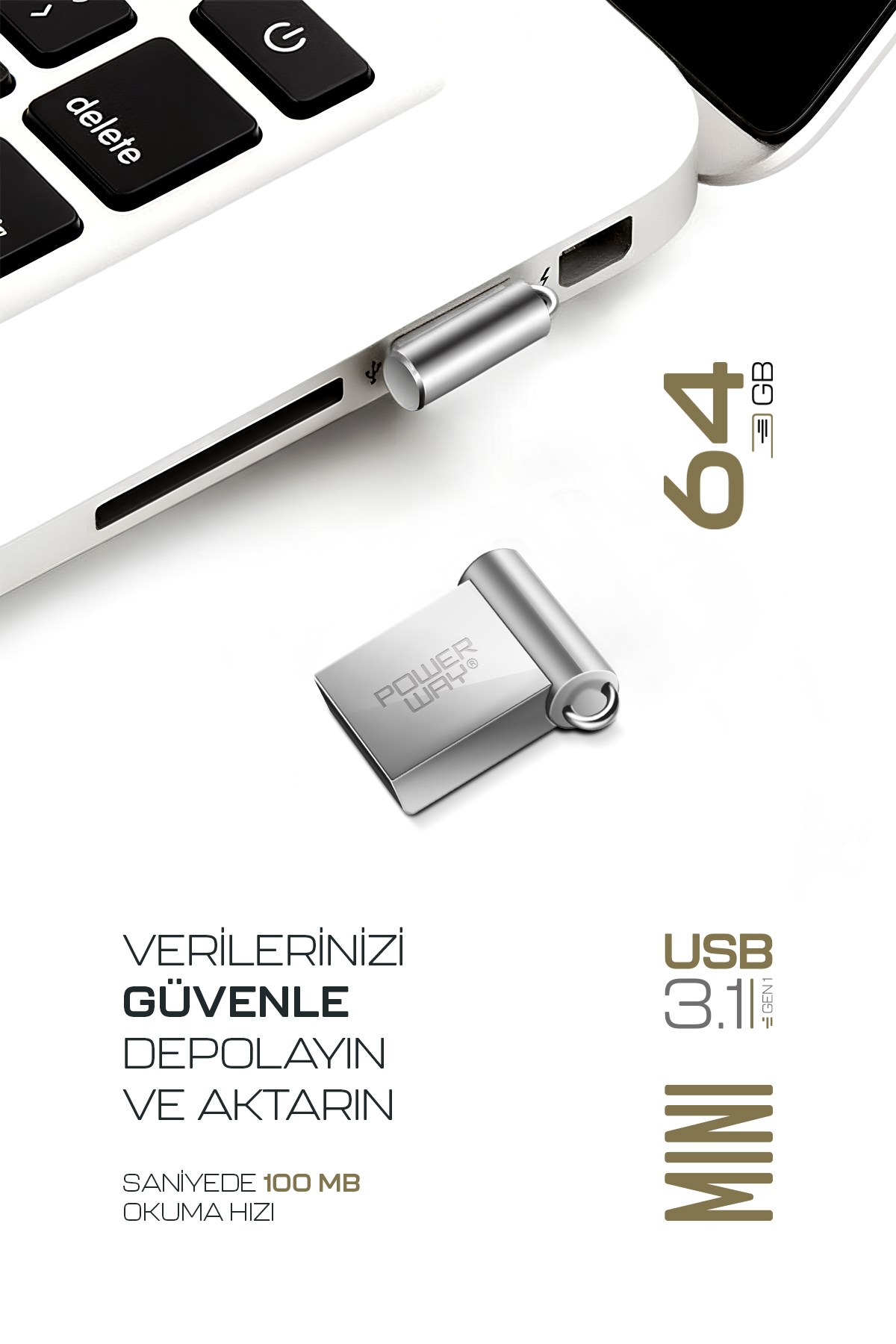 Premium 64 GB Mini USB 3.1 Metal Gövde Ultra Hızlı Flash Bellek Data Traveler