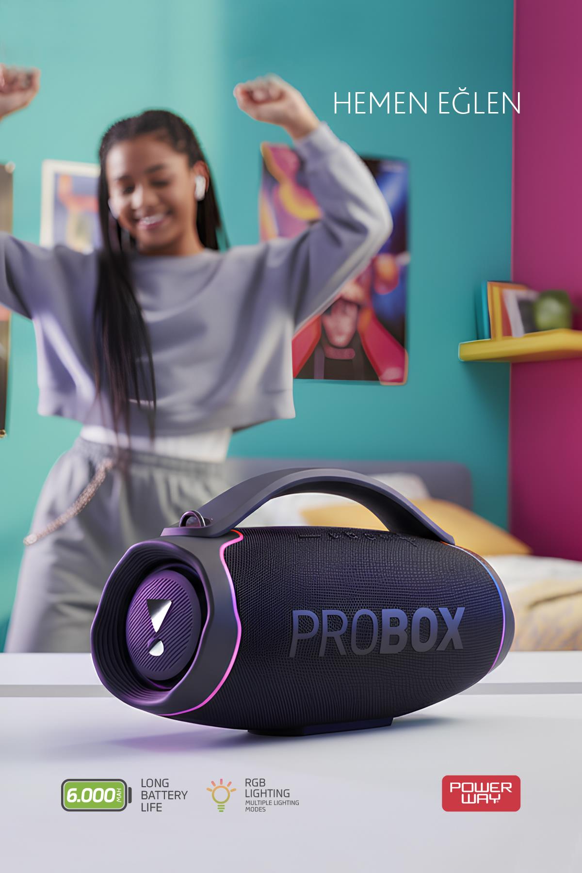 Probox 110W Güç Usb Hafıza Kartı Aux Fm Led Işıklı Bluetooth Hoparlör Hi-Fi Ses Bombası