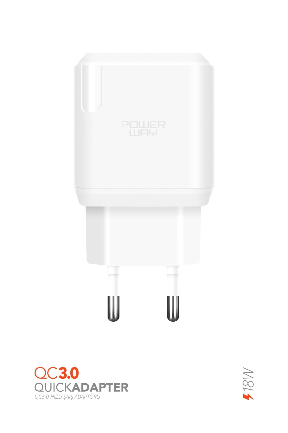 Powerway QC3 USB Girişli 3 Amper 18W Hızlı Şarj Adaptörü