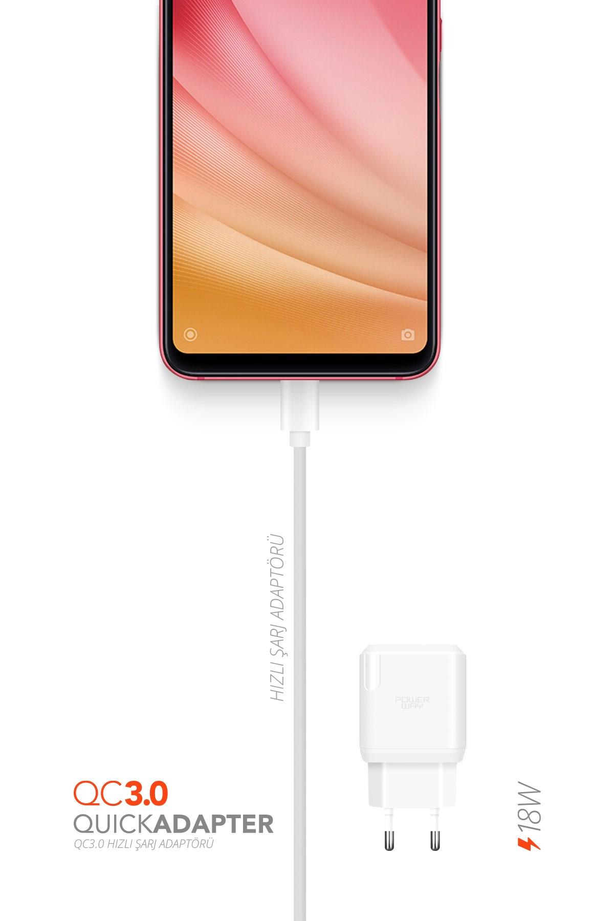 Powerway QC3 USB Girişli 3 Amper 18W Hızlı Şarj Adaptörü