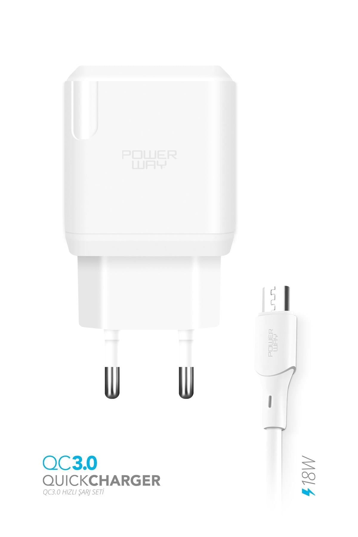 Powerway QCM30 Micro Usb Girişli 3A 18W Hızlı Şarj Seti Orijinal