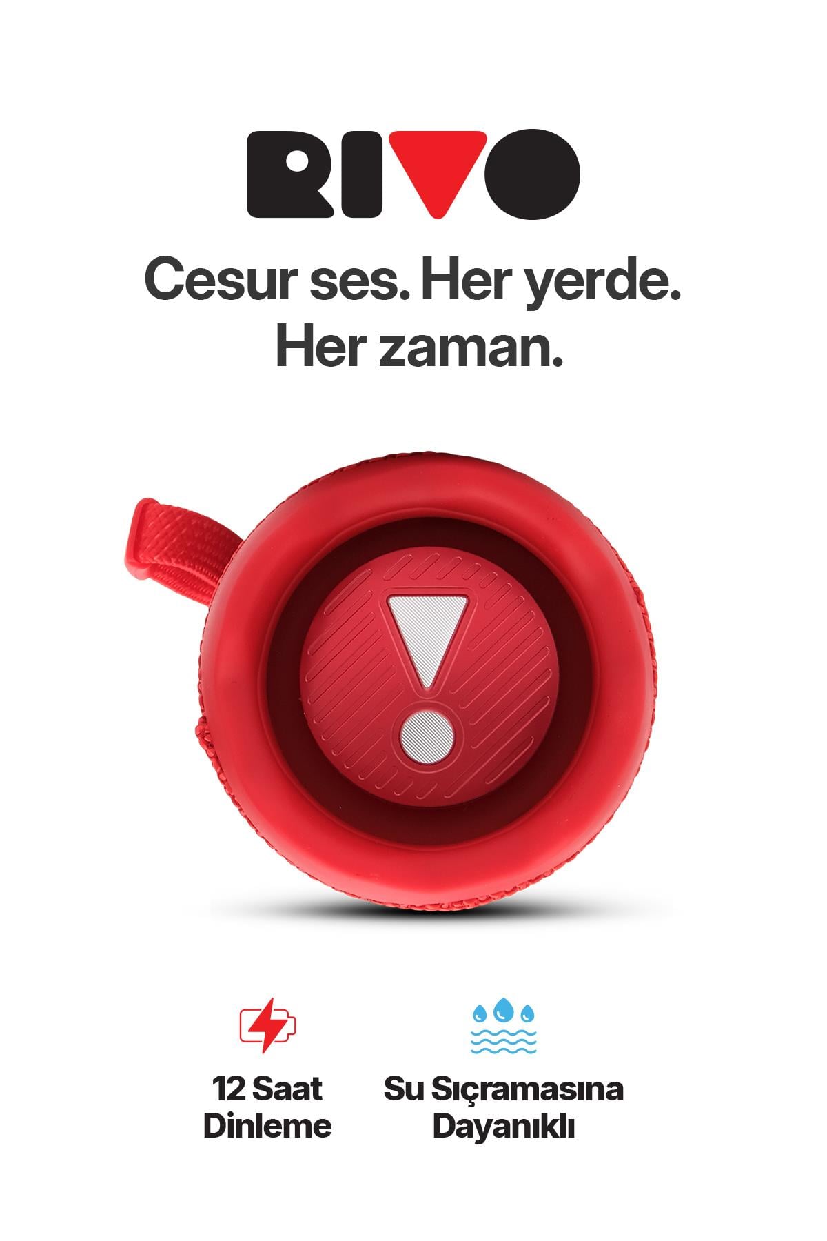 Rivo Siyah Taşınabilir Bluetooth Kablosuz Hoparlör 12 Saat Oynatma Çoklu Bağlantı