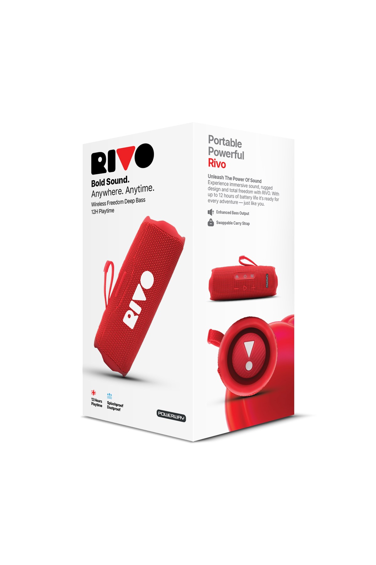 Rivo Siyah Taşınabilir Bluetooth Kablosuz Hoparlör 12 Saat Oynatma Çoklu Bağlantı