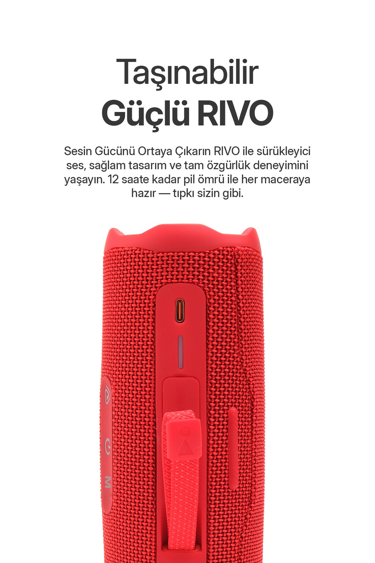 Rivo Siyah Taşınabilir Bluetooth Kablosuz Hoparlör 12 Saat Oynatma Çoklu Bağlantı