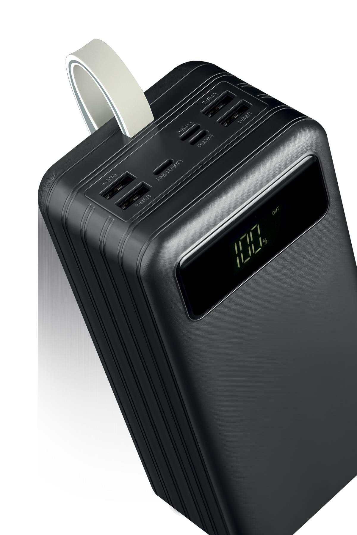 Powerway TX60 Siyah 60.000 mAh Çoklu Çıkış Dijital Göstergeli Ekstra Kablolu Powerbank