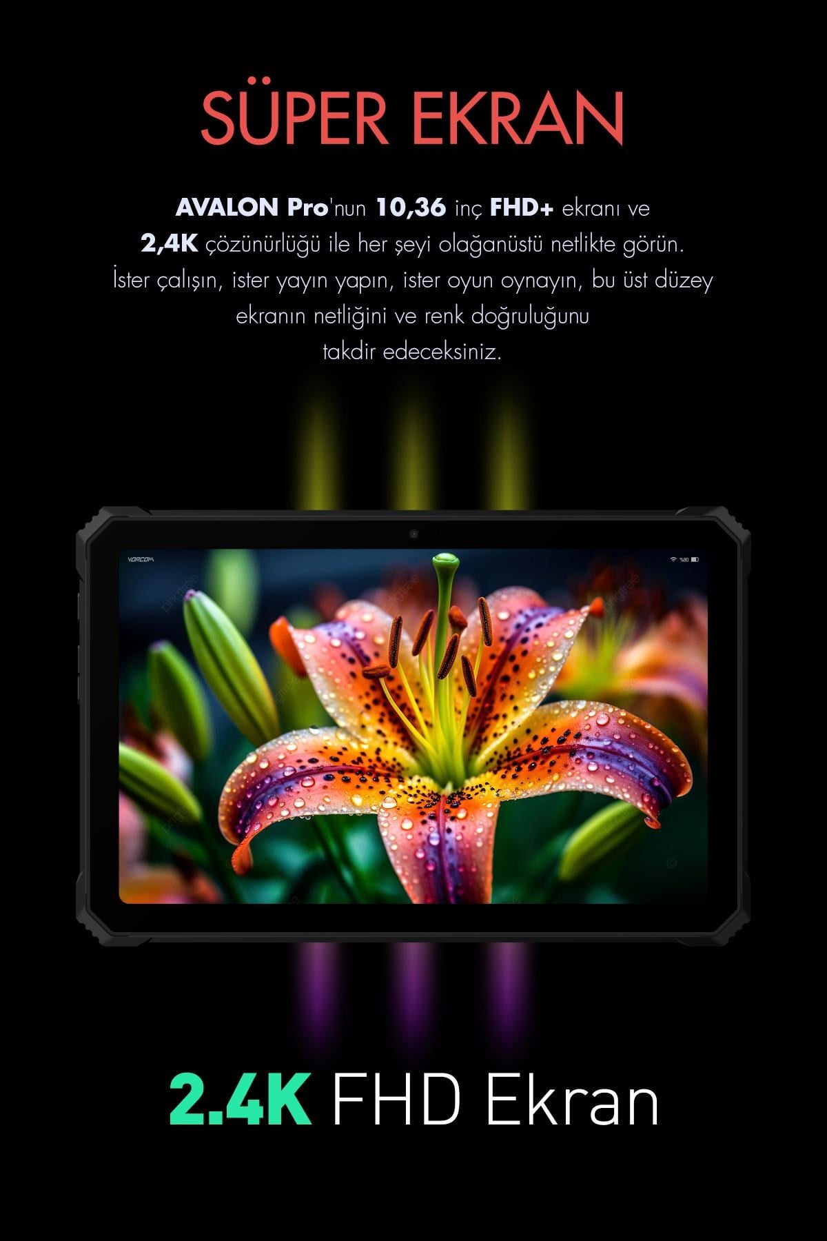 Vorcom Avalon 256 GB Hafıza 8 GB Ram 10.36 Inc FHD 22.000 mAh Pil Harman Kardon Profesyonel Oyuncu Tableti