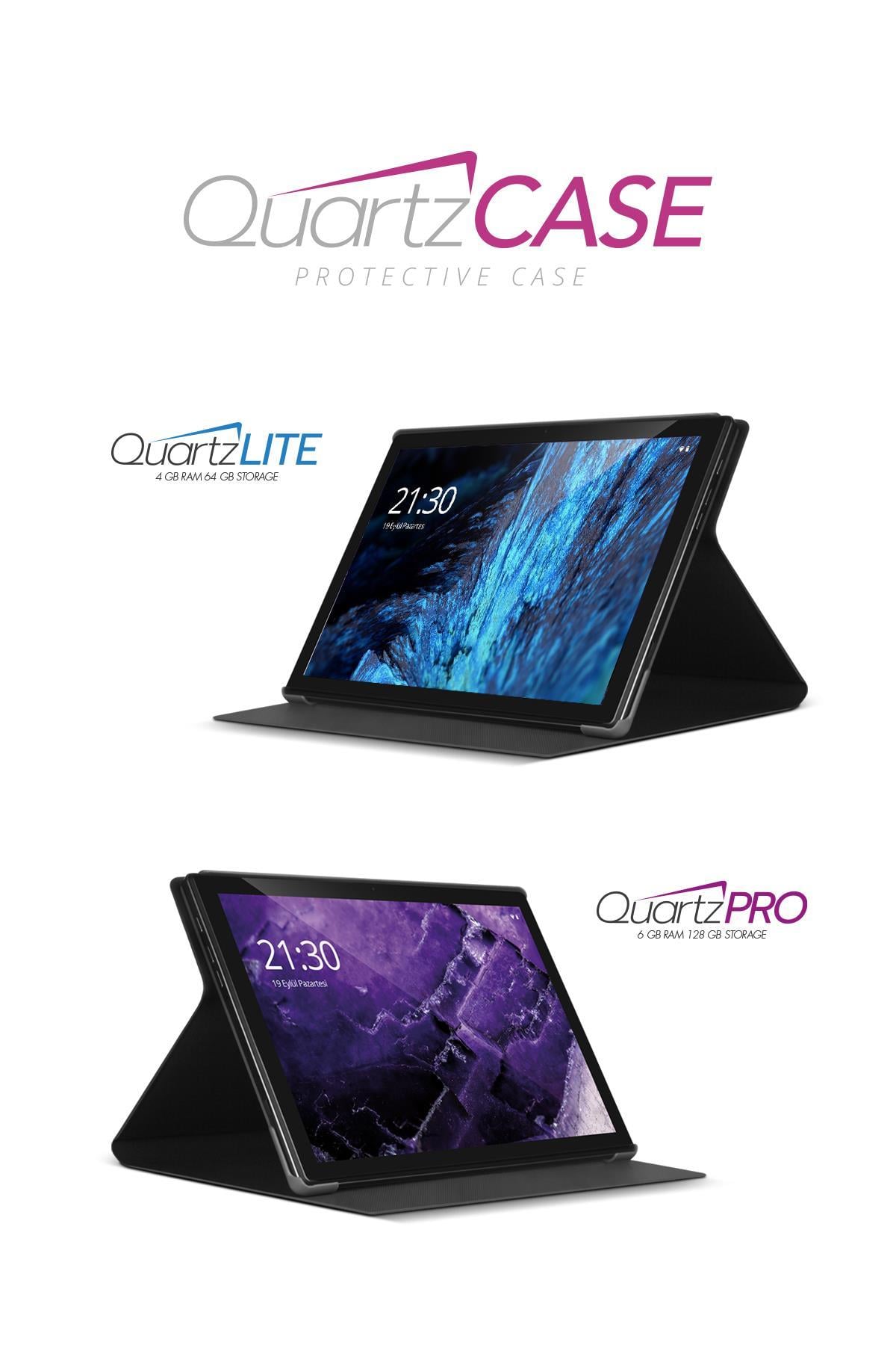 Vorcom QuartzPro QuartzLite Tablet Kılıfı Katlanabilir Standlı 360 Ön Arka Tam Koruma
