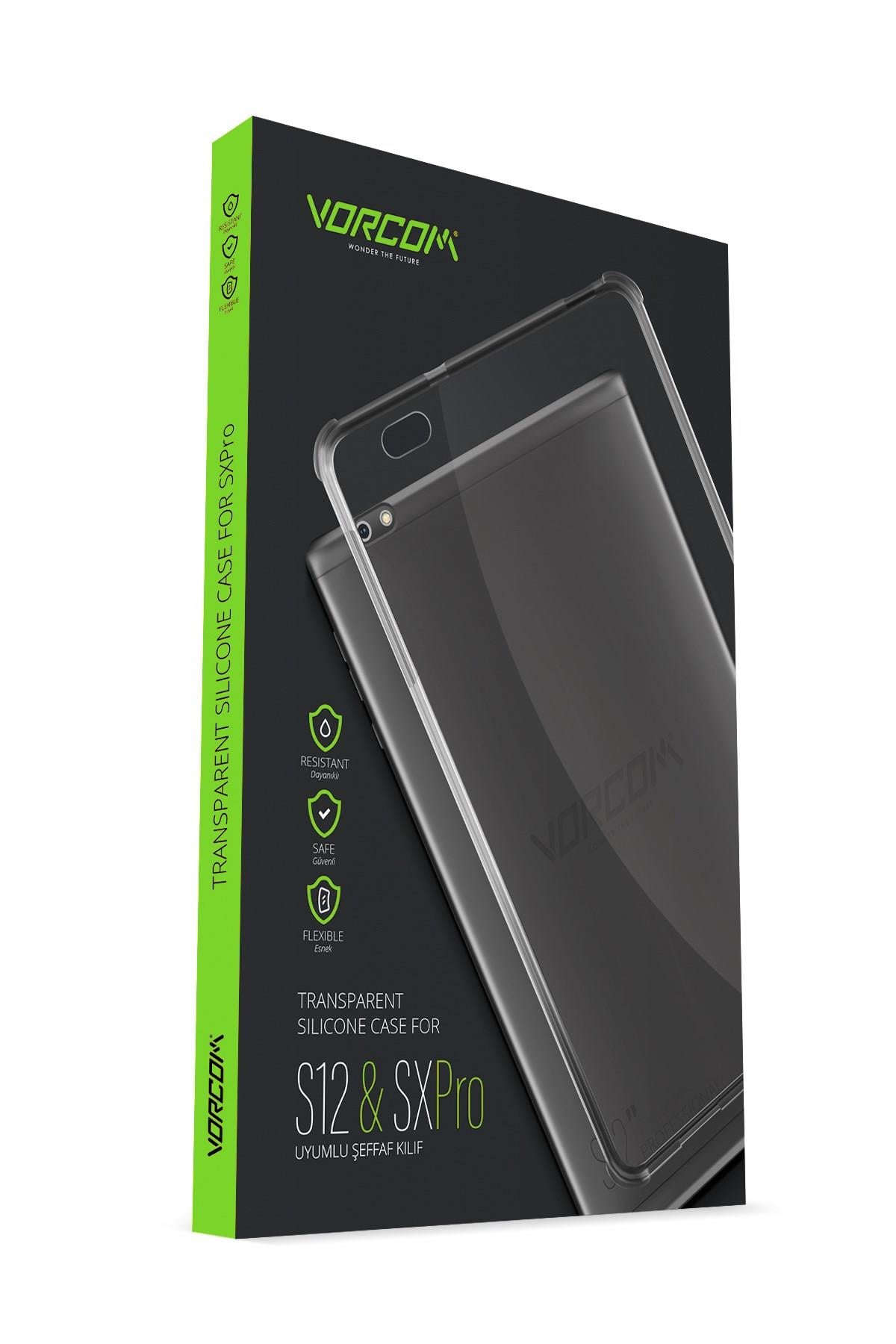 Vorcom S12 Ve SXPro Tablet Uyumlu Şeffaf Kılıf Tablet Koruyucu