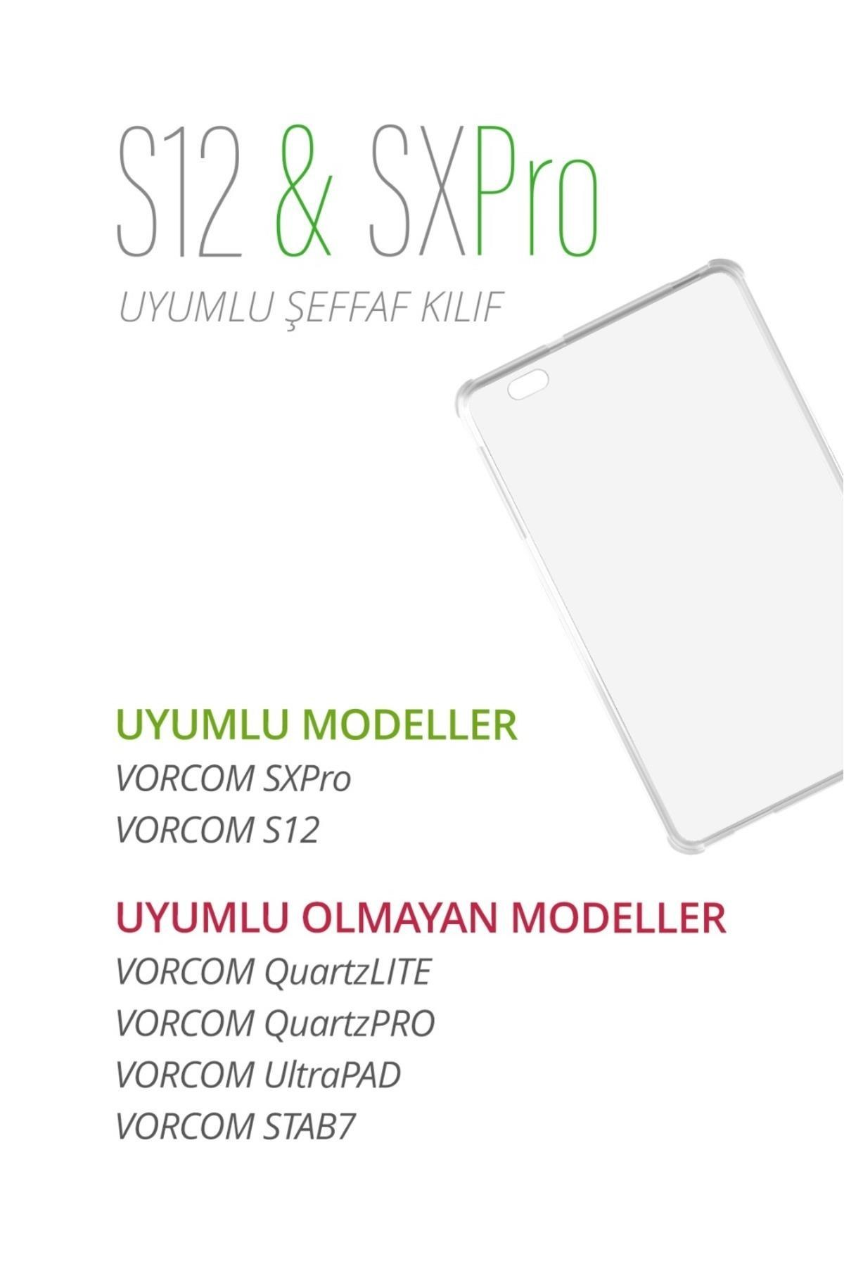 Vorcom S12 Ve SXPro Tablet Uyumlu Şeffaf Kılıf Tablet Koruyucu