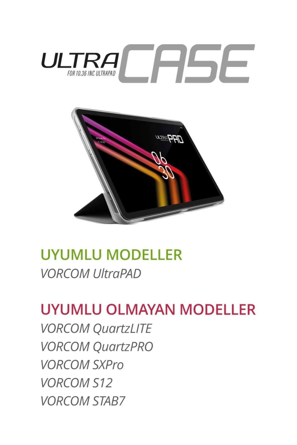 Vorcom UltraPad Kılıf Gri Katlanabilir Standlı ve Kapaklı 360 Ön Arka Tam Koruma