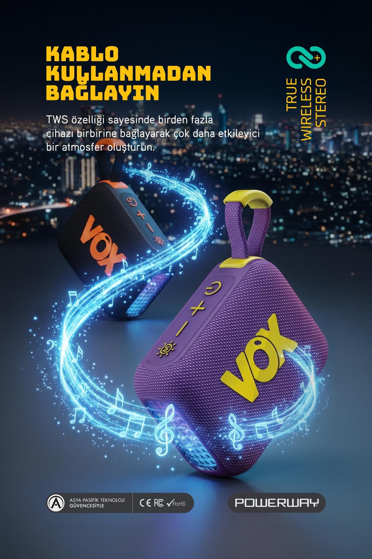 Vox Usb Hafıza Kartı Aux Led Işıklı Bluetooth Hoparlör Hi-Fi Ses Bombası