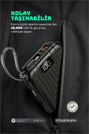 10.000 mAh PD 22.5 W Hızlı Şarj Gerçek 10.000 mAh Garantili Led Fener Dijital ICon Powerbank