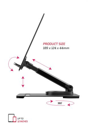 Vorcom TMS30 4 Eksenli 360 Derece Açılı Tüm Tablet ve Telefonla Uyumlu Ayaklı Stand