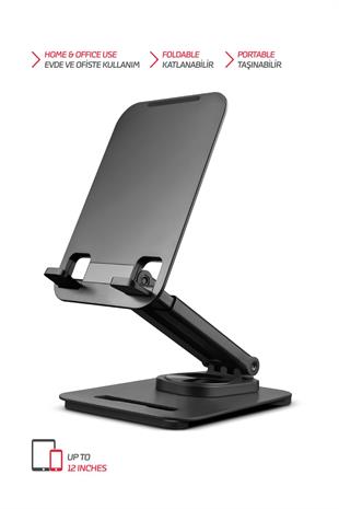 Vorcom TMS30 4 Eksenli 360 Derece Açılı Tüm Tablet ve Telefonla Uyumlu Ayaklı Stand