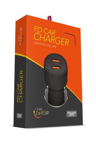 Powerway CC45 PD45W Ultra Hızlı 2x Type-C Girişli Araç Içi Çakmaklık Şarj Adaptörü