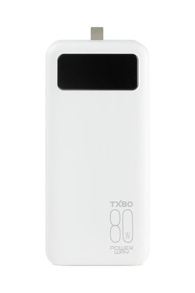 Powerway TX80 Beyaz 80.000 mAh Çoklu Çıkış Dijital Göstergeli Ekstra Kablolu Powerbank