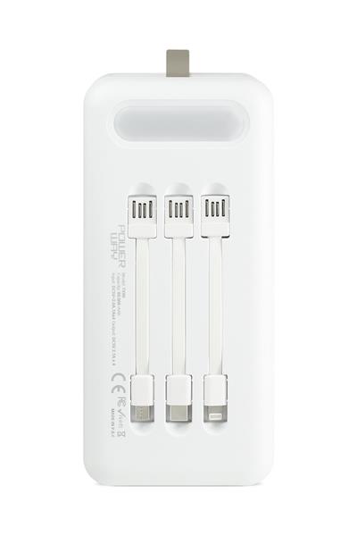 Powerway TX80 Beyaz 80.000 mAh Çoklu Çıkış Dijital Göstergeli Ekstra Kablolu Powerbank