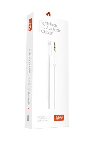 Powerway AC05 Lightning to 3.5mm Erkek Aux Dönüştürücü Aux Çevirici