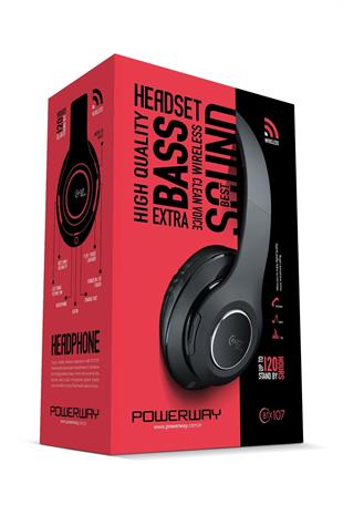 Powerway BTX107 Siyah Kulak Üstü Bluetooth Kulaklık iOS & Android Uyumlu