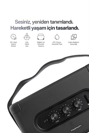 Cubex Bluetooth Hoparlör 40W Güçlü Ses, IPX2 Suya Dayanıklı, 20 Saat Çalma Süresi