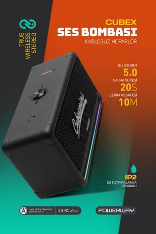CubexMini Bluetooth Hoparlör 40W Güçlü Ses, IPX2 Suya Dayanıklı, 20 Saat Çalma Süresi
