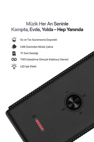 CubexMini Bluetooth Hoparlör 40W Güçlü Ses, IPX2 Suya Dayanıklı, 20 Saat Çalma Süresi