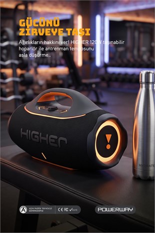 Higher 120W 4x Güç Usb Hafıza Kartı Aux Fm Led Işıklı Bluetooth Hoparlör 8000 mAh Ses Bombası