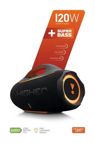 Higher 120W 4x Güç Usb Hafıza Kartı Aux Fm Led Işıklı Bluetooth Hoparlör 8000 mAh Ses Bombası