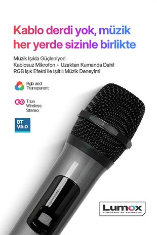 Lumox 100W Bluetooth Hoparlör Karaoke Parti Ses Sistemi Gitar Girişli Optik Kontrol Paneli Ekran