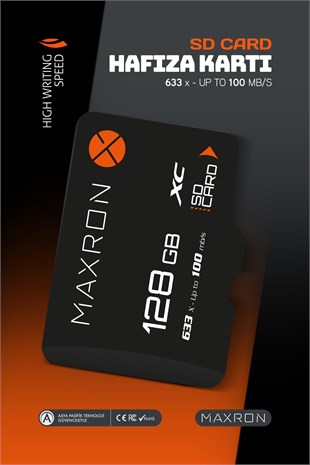 Maxron 128 GB Hafıza Kartı Adaptör Dahil Up To 100 Mb/s