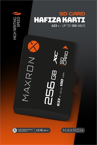 Maxron 256 GB Hafıza Kartı Adaptör Dahil Up To 100 Mb/s