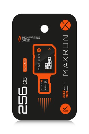 Maxron 256 GB Hafıza Kartı Adaptör Dahil Up To 100 Mb/s