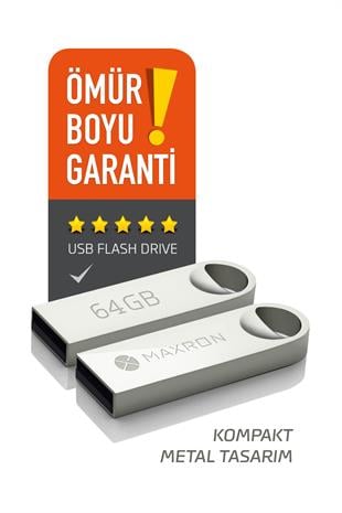 MAXRON 64 GB Flash Bellek Metal Gövde Ömür Boyu Garantili Güvenli Usb Bellek Data Traveler
