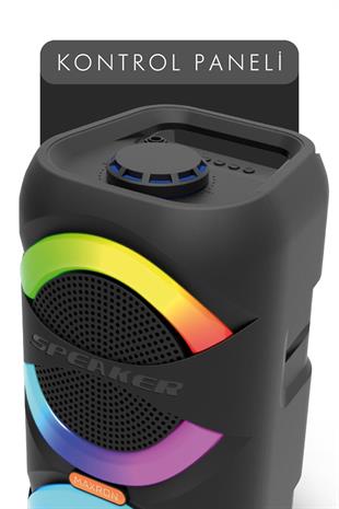Maxron MXBass 16W Bluetooth Hoparlör Led Işıklı Ses Sistemi Parti Speaker Karaoke Özellikli
